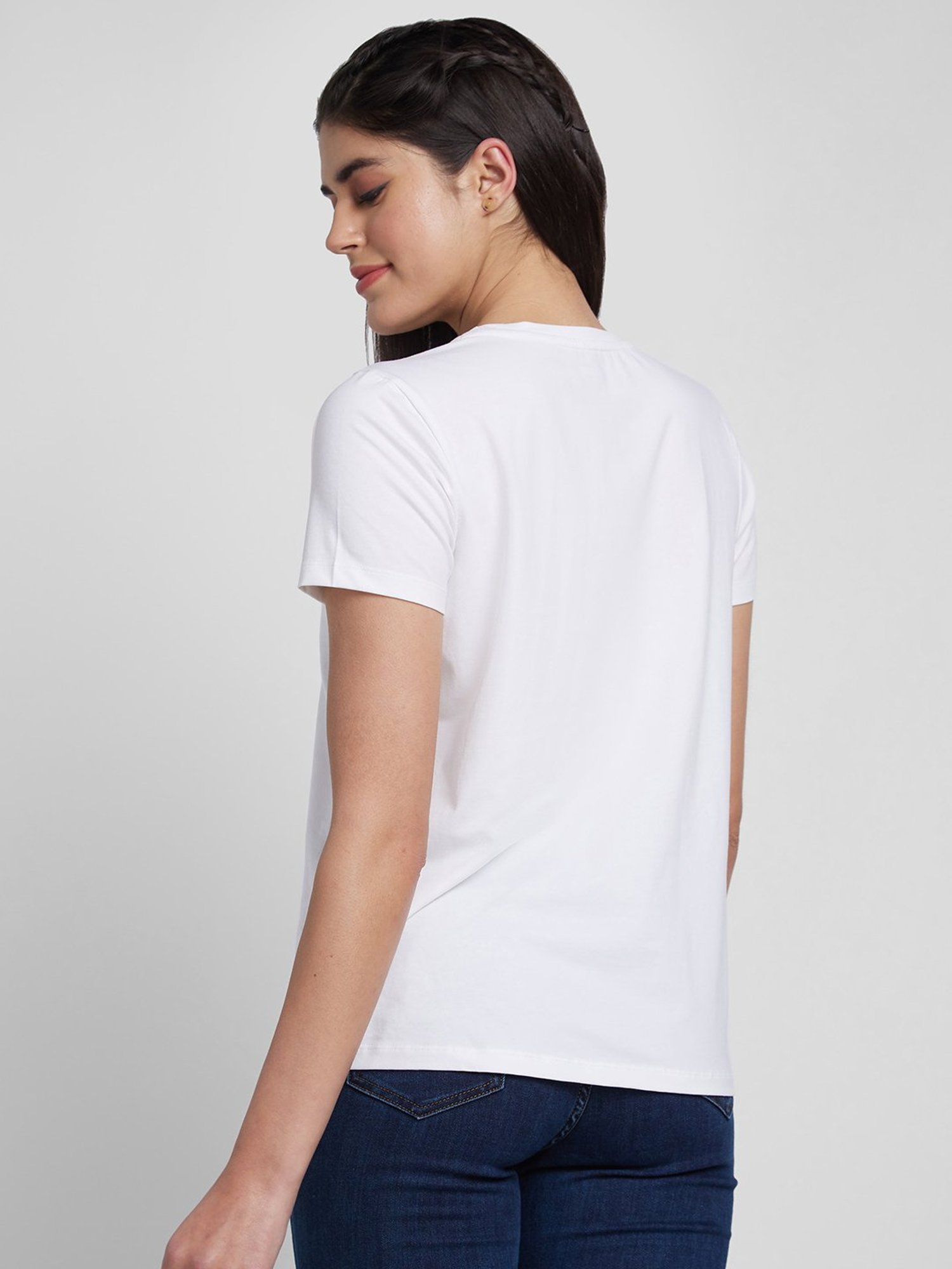 Spykar White Printed T-Shirt