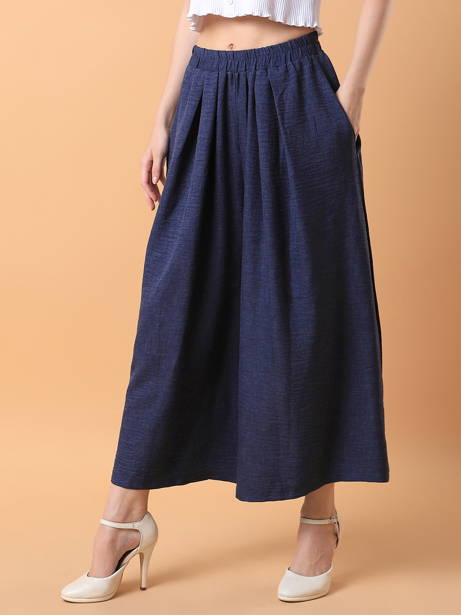 SHOWOFF Navy Relaxed Fit Mid Rise Trousers