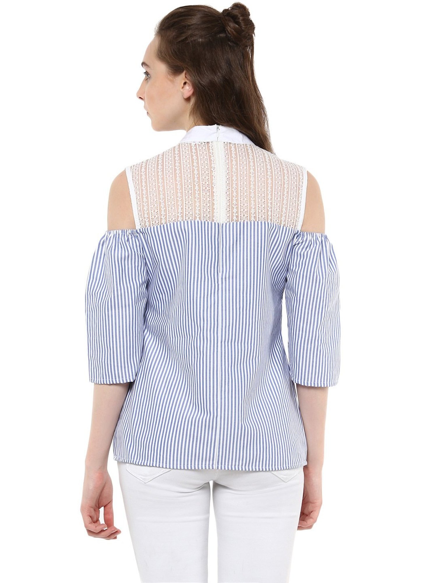 StyleStone Blue Striped A-Line Top