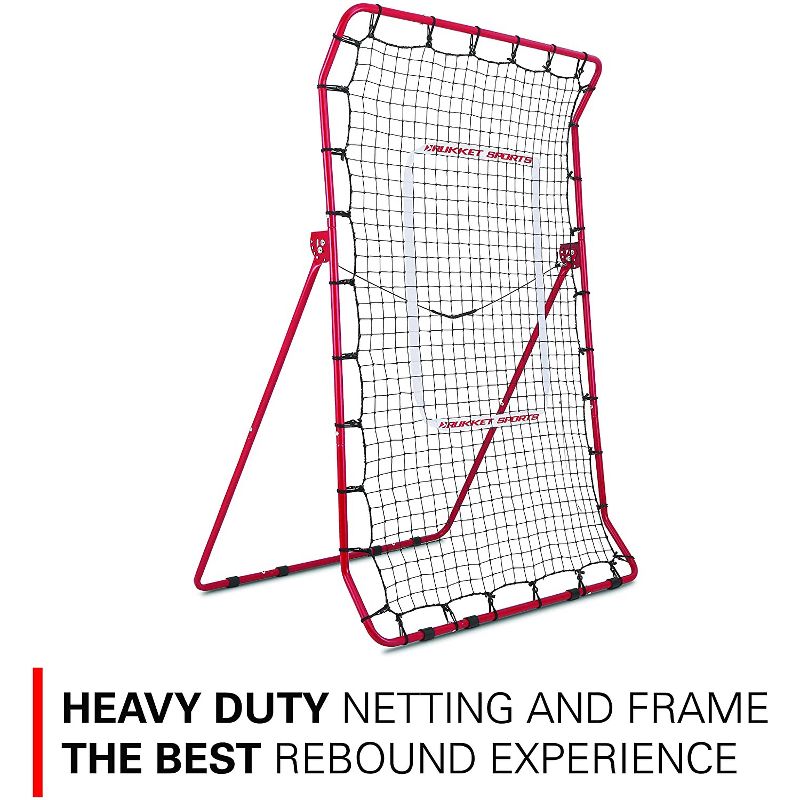 Rukket Sports Adjustable Pitch Back Baseball and Softball Rebounder Pro Practice Throwing Net Screen, Red