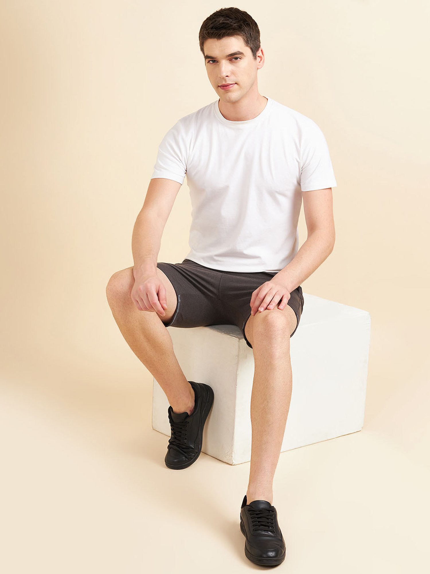 Sweet Dreams Charcoal Cotton Regular Fit Shorts