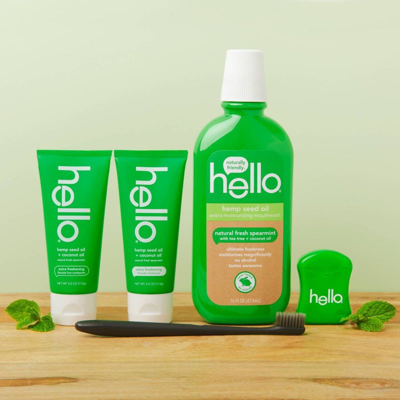 hello Extra Freshening Natural Spearmint Hemp Seed Oil + Coconut Oil Fluoride Free Toothpaste - 4oz