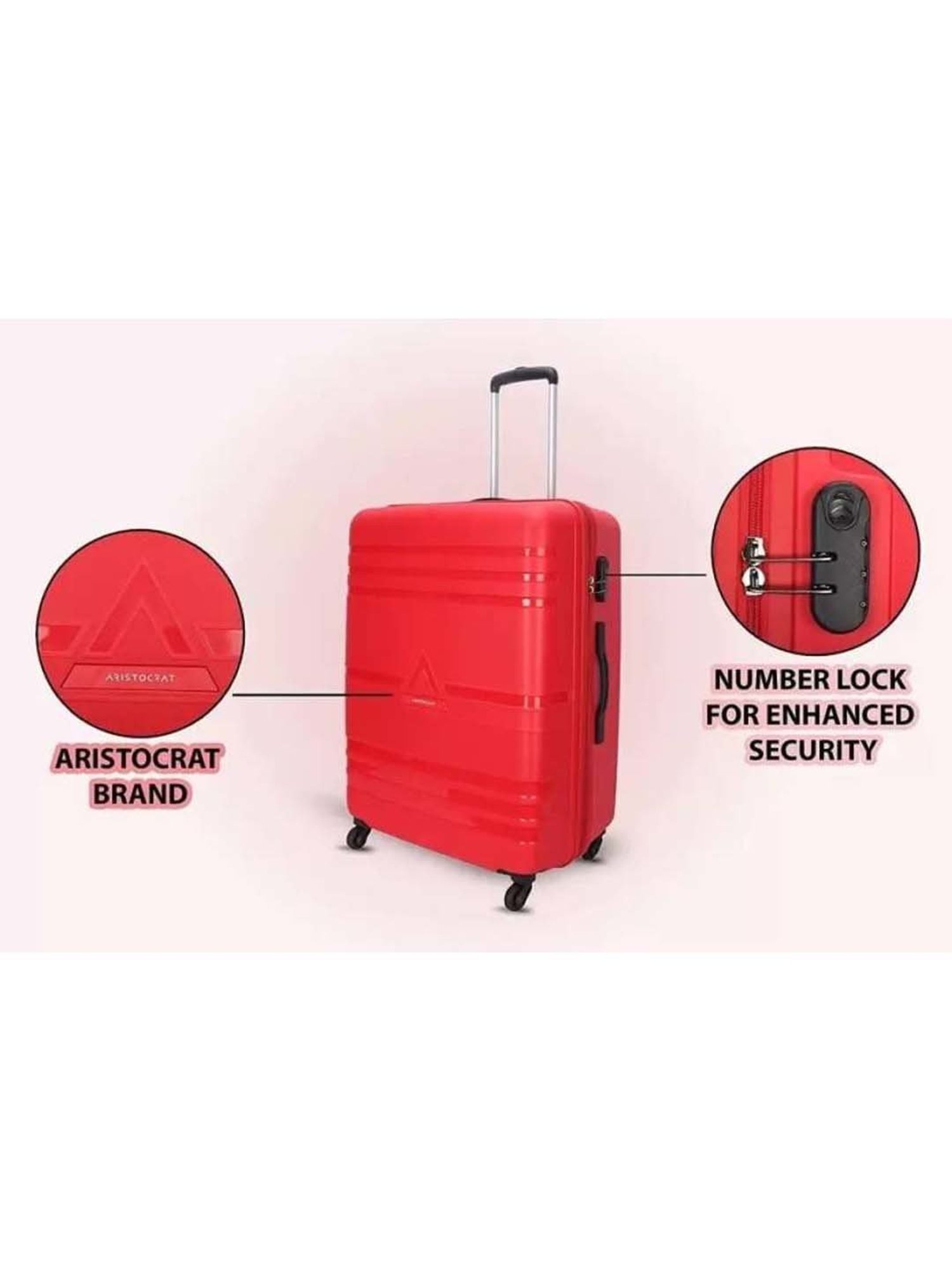 Aristocrat Jet Fiery Red Striped Trolley Bag Pack of 3 - 53cms, 63cms & 73cms