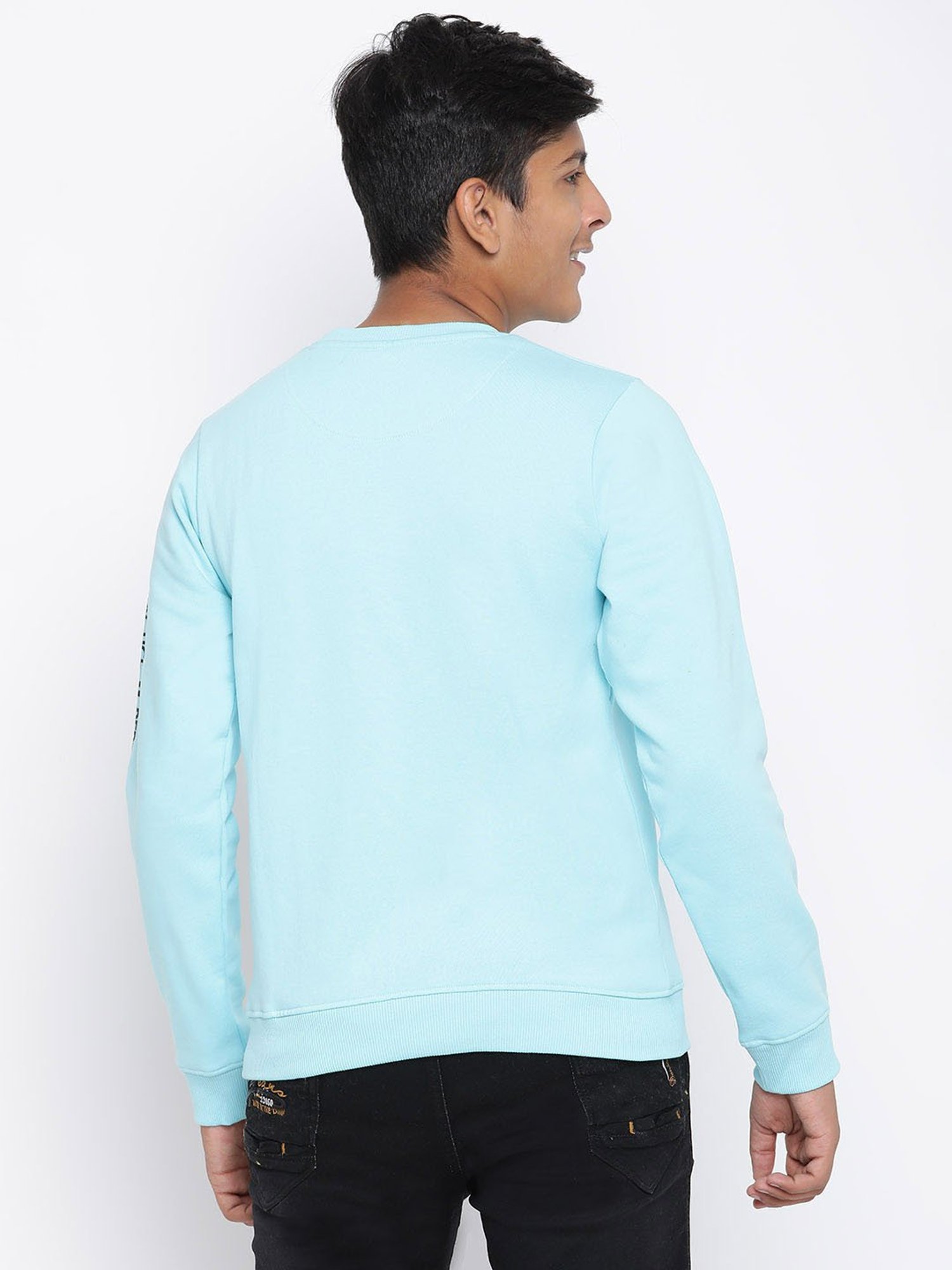 Lil Tomatoes Kids Sky Blue Graphic Print Full Sleeves Sweatshirt