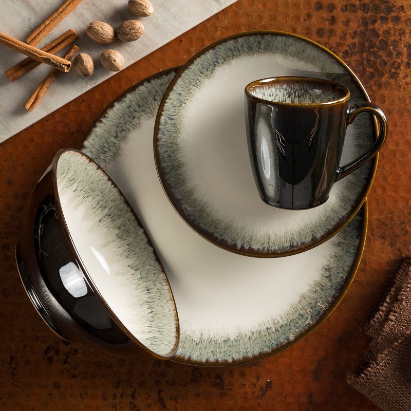 16pc Stoneware Novelle Dinnerware Set Gray/Brown - Sango