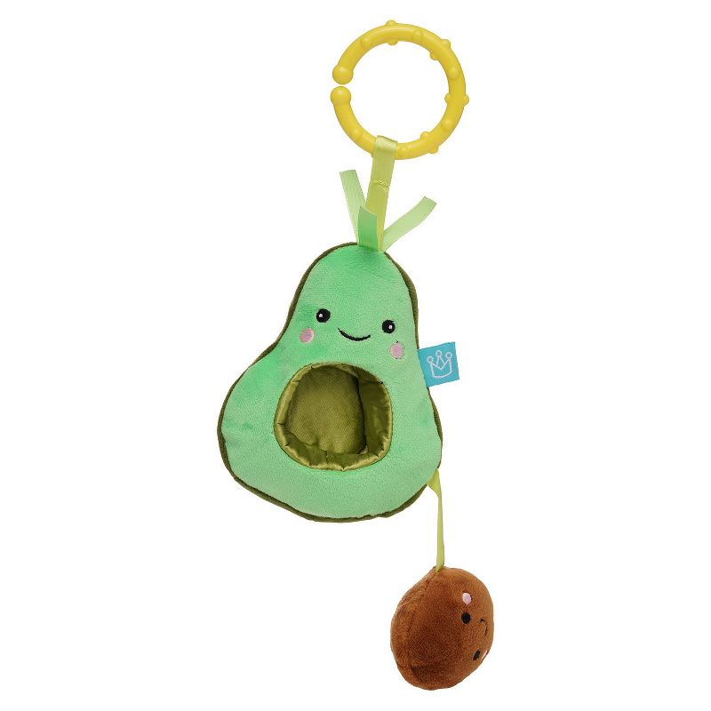 Manhattan Toy Mini-Apple Farm Avocado Baby Travel Toy with Rattle, Chime, Crinkle Fabric & Teether Clip-on Attachment