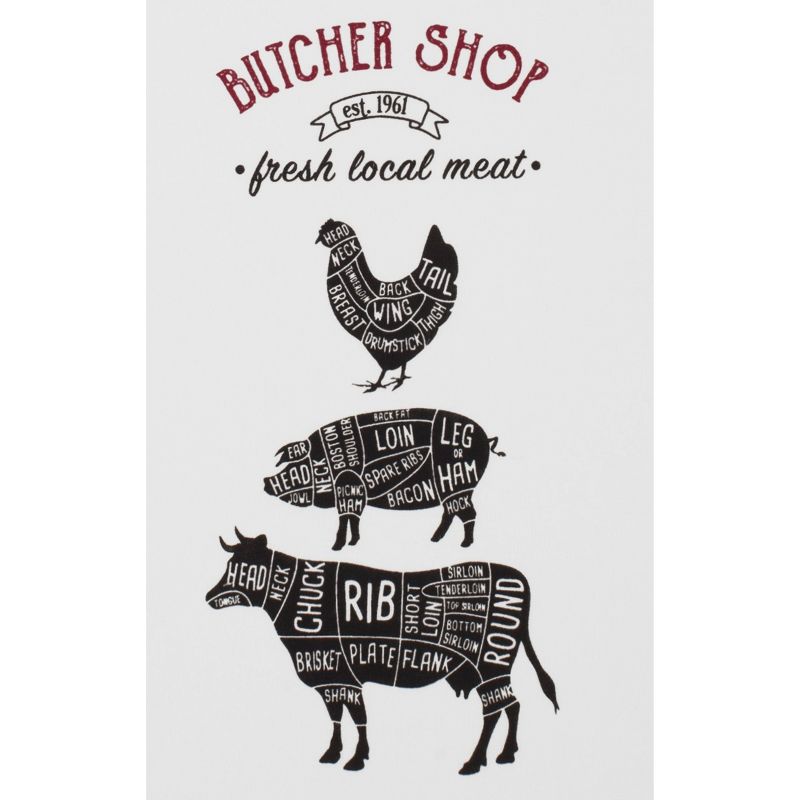 2pk Butcher Shop Kitchen Towel White/Red - MU Kitchen