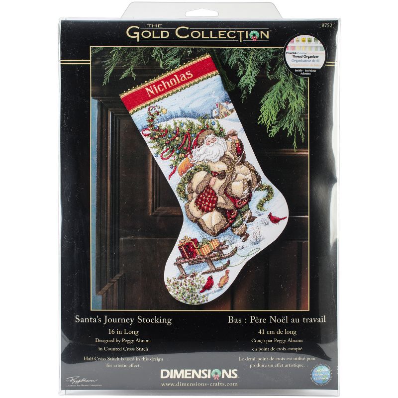 Dimensions Gold Collection Counted Cross Stitch Kit 16" Long-Santa's Journey Stocking (18 Count)