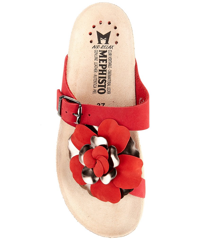 Mephisto Helen Flower Buckle Detail Leather Casual Sandals