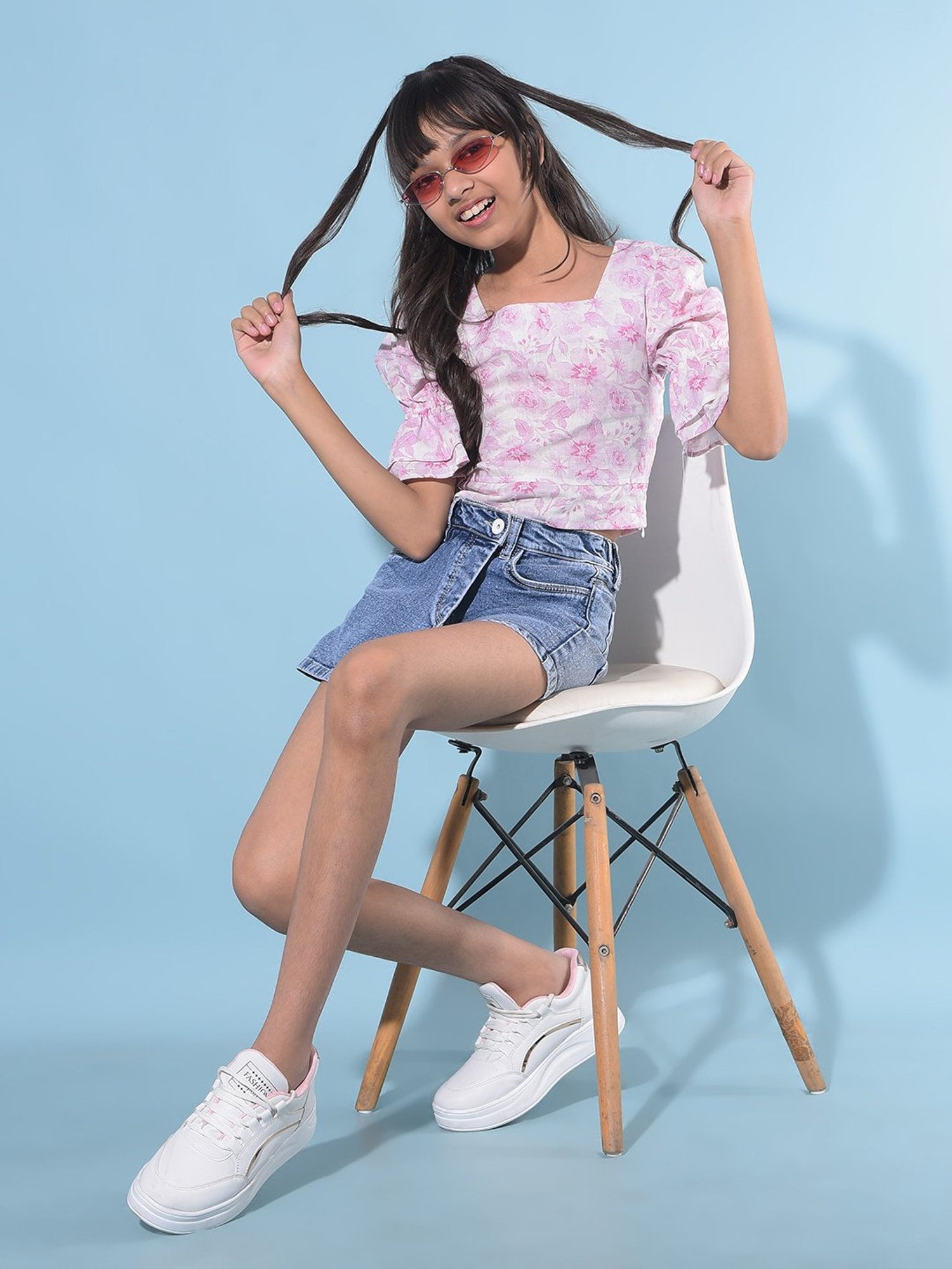 LilPicks Kids Yellow Solid Crop Top