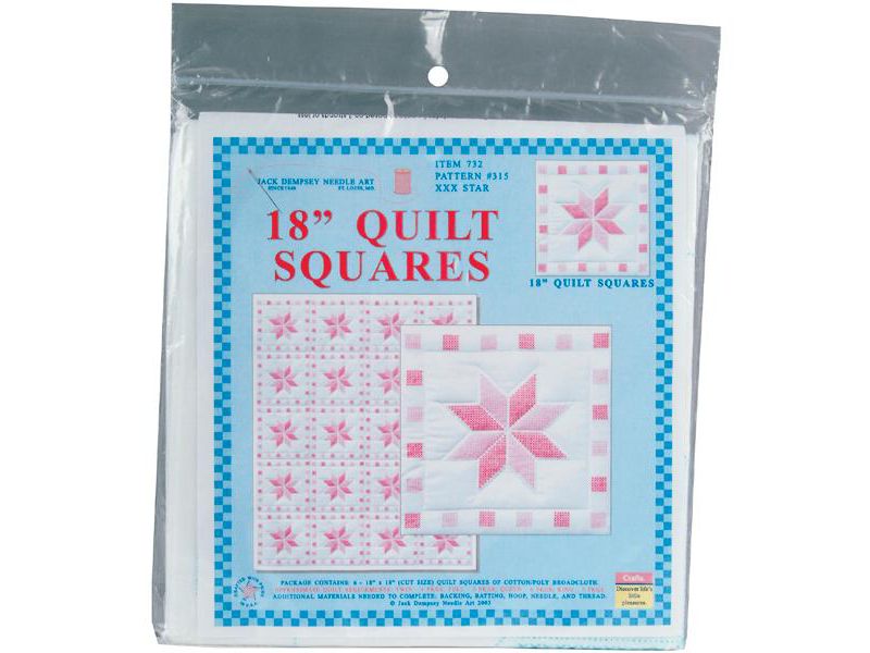 Jack Dempsey Stamped White Quilt Blocks 18"X18" 6/Pkg-XX Star