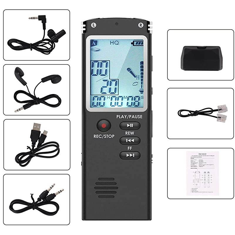 8GB Voice Recorder USB Rechargeable Dictaphone LCD Recorder with Speaker Multifunctional Digital Audio and MP3 Music Player Black