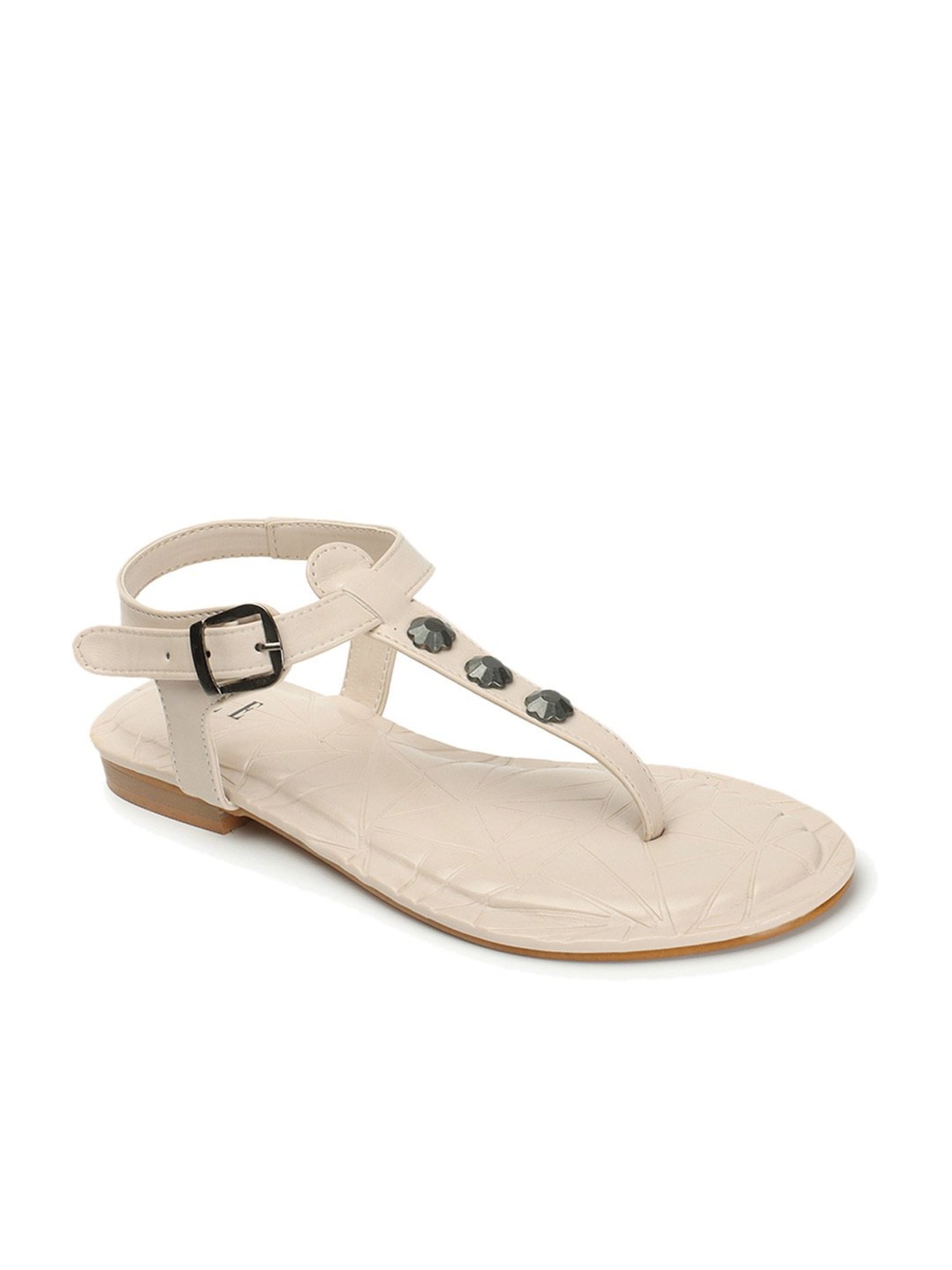 Elle Women's Beige Ankle Strap Sandals