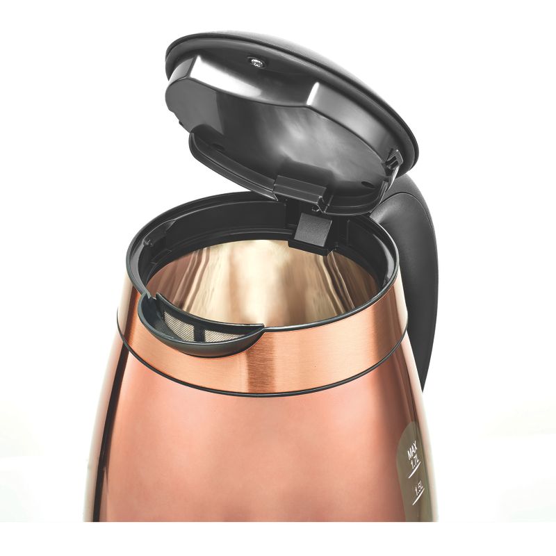 Bella 14753 1.7 Liter 1500 Watt Cordless Electric LED Illuminated Glass Kettle with 360 Degree Swivel Base, Copper Chrome
