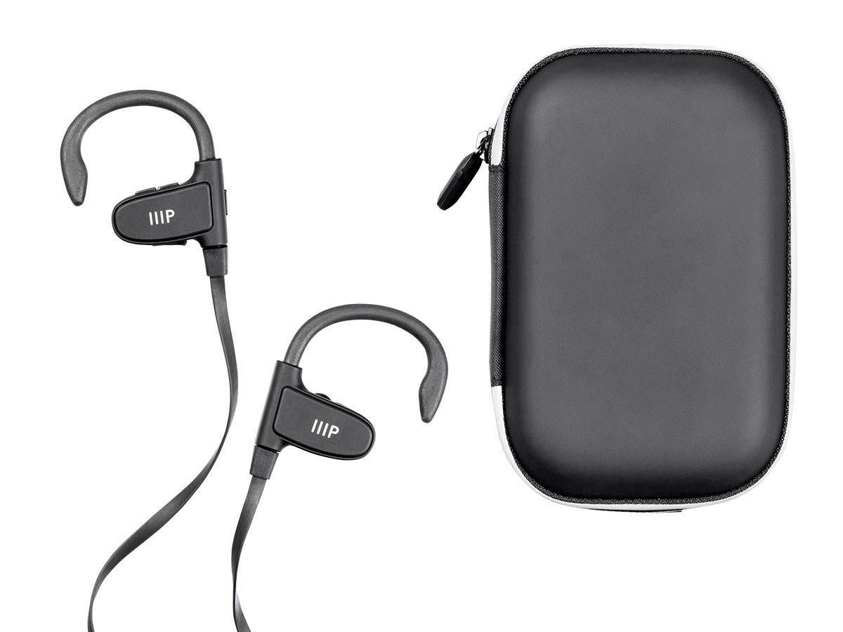 Monoprice Wireless Bluetooth Earphones - Black With Built-In Mic, Adjustable Ear Hooks, Waterproof, Sweatproof IPX7, CVC 6.0