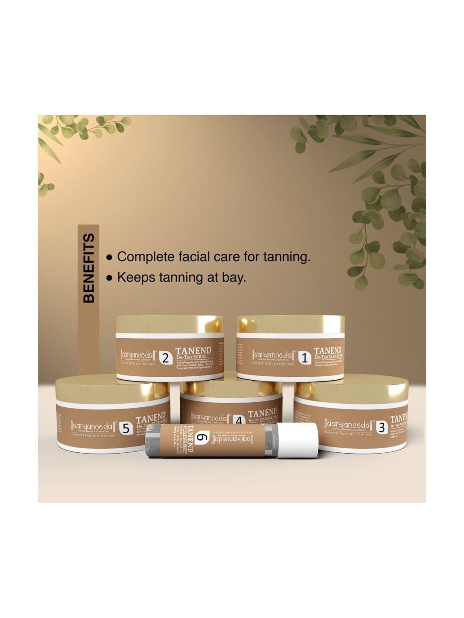 Aryanveda Tanend De-Tan Facial Kit, A Complete Solution With 6 Step Regimen