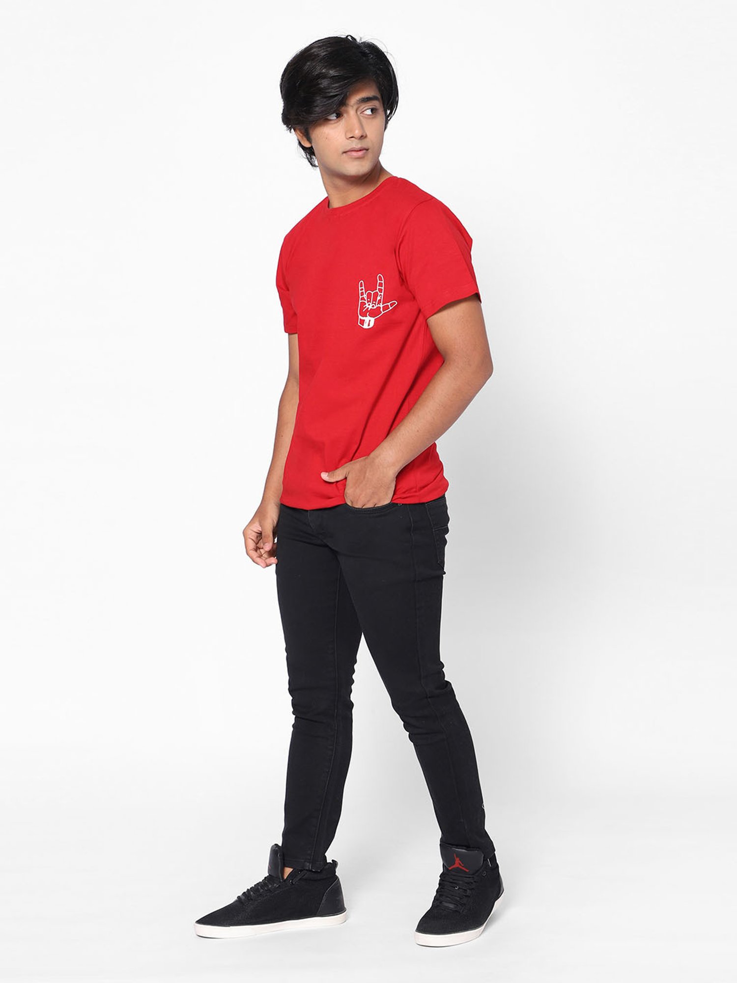 TeenTrums Boys Red Printed T-Shirt
