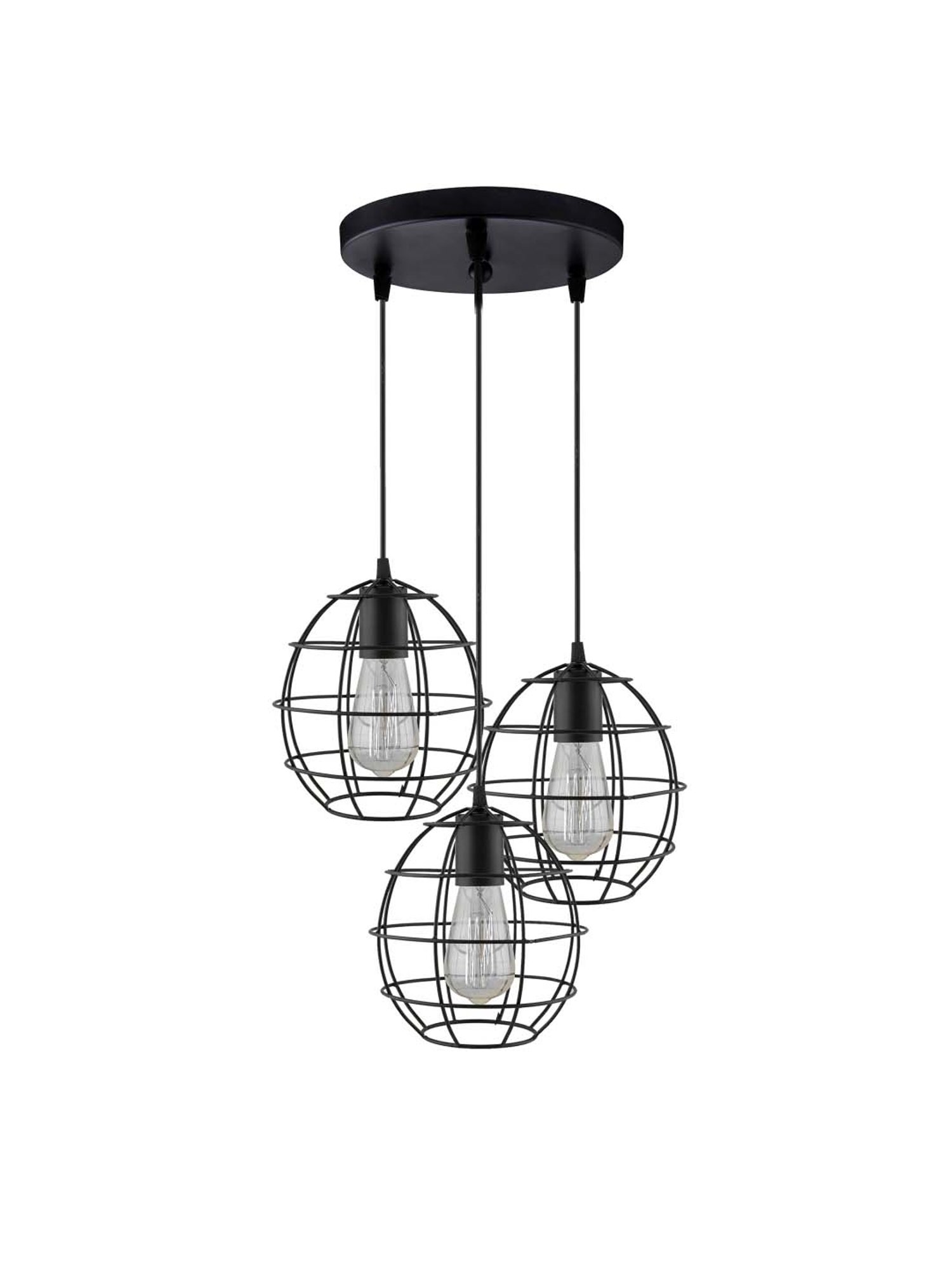 Homesake 3-Lights Round Cluster Black Metal Sphere Pendant Light - Set of 1 (Bulb not included)
