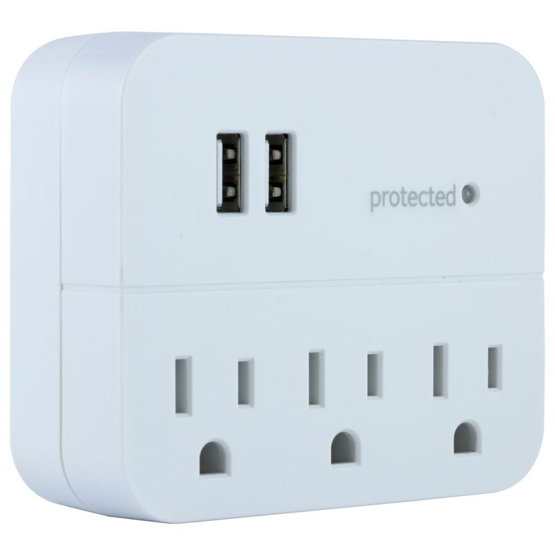 General Electric 3 Outlet 2 USB Port Surge Protector Tap 560 White
