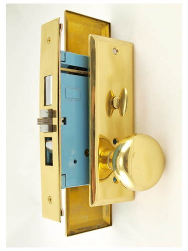 Maxtech (Marks New Yorker 7NY10A/3 Like) 1033BFL Polished Brass Left Hand Heavy Duty Mortise Entry Lockset Screwless Knobs Thru-Bolted, 2-3/4" Lock Set