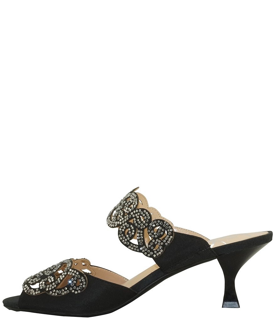 J. Renee Francie Satin Rhinestone Embellished Slides