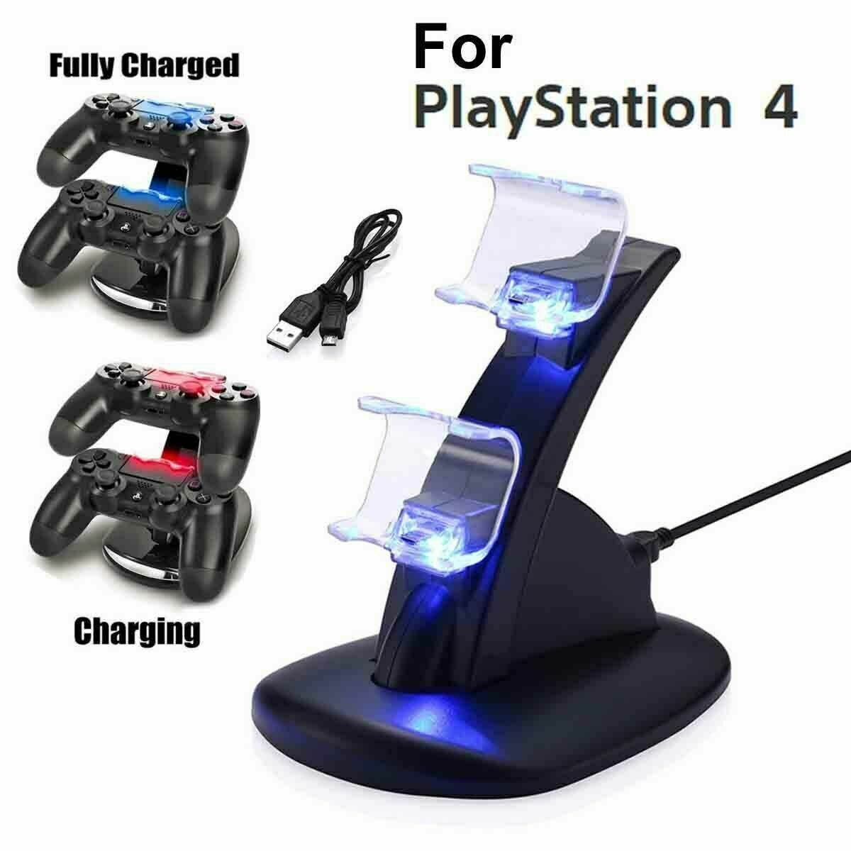 For PS4 PlaySton4 Controller Dual USB Charger LED Dock Ston Charging Stand