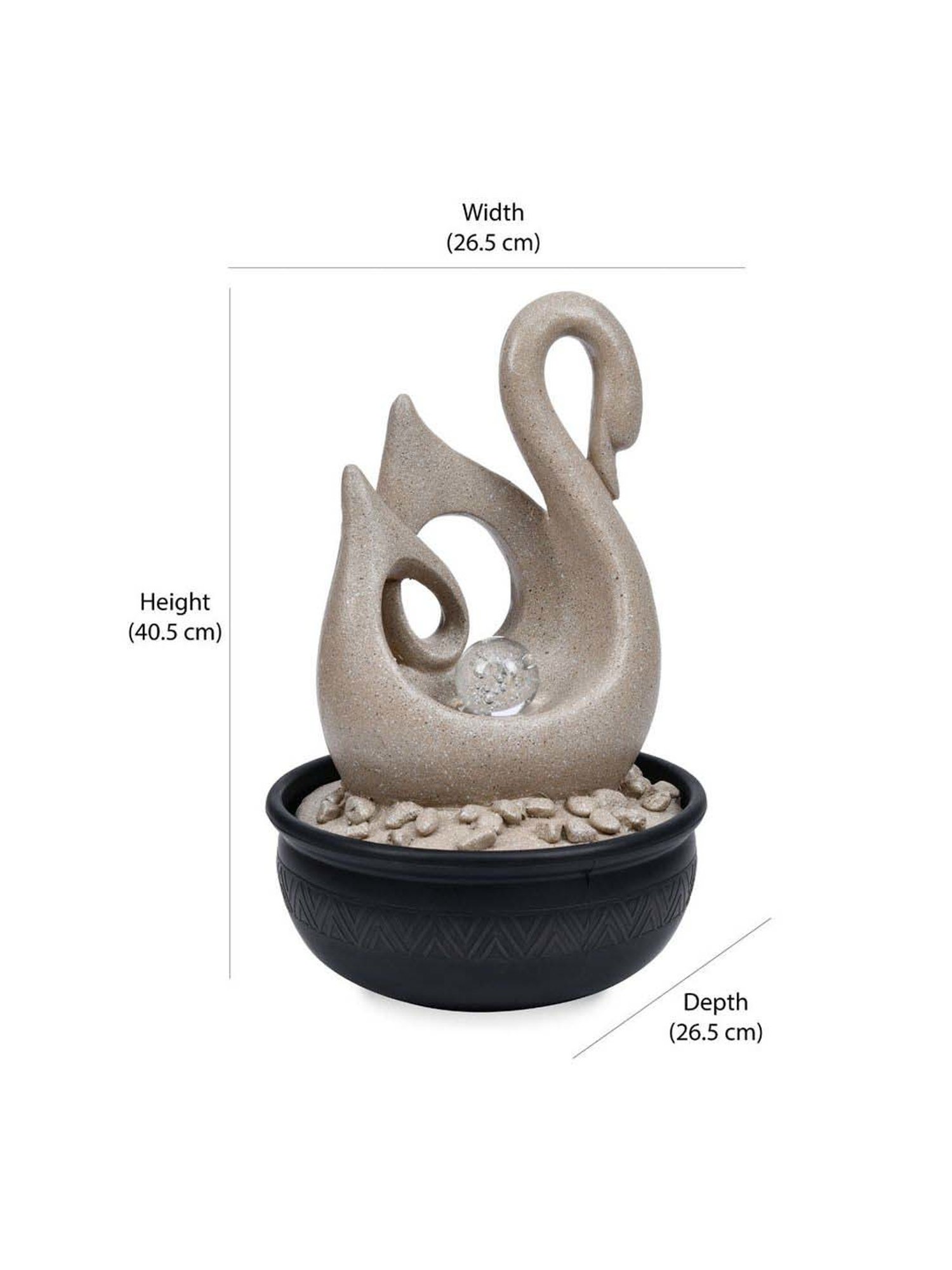 @home Beige Resin Swan Shaped Decorative Water Fountain With Led Light