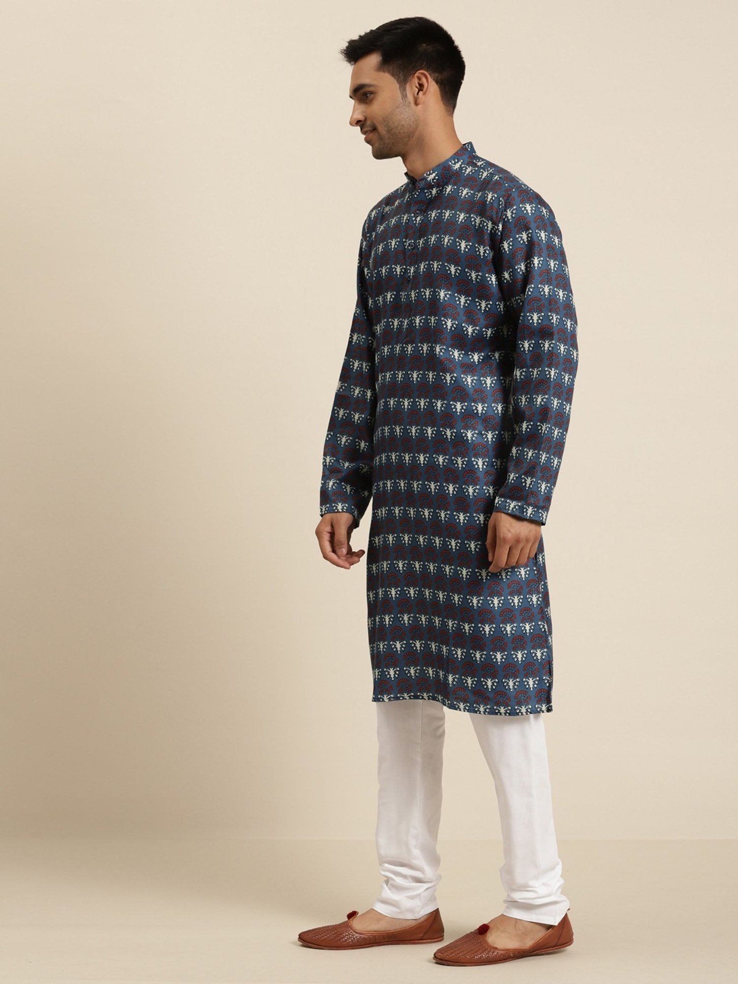 Sojanya Navy Pure Cotton Regular fit Print Kurta Set