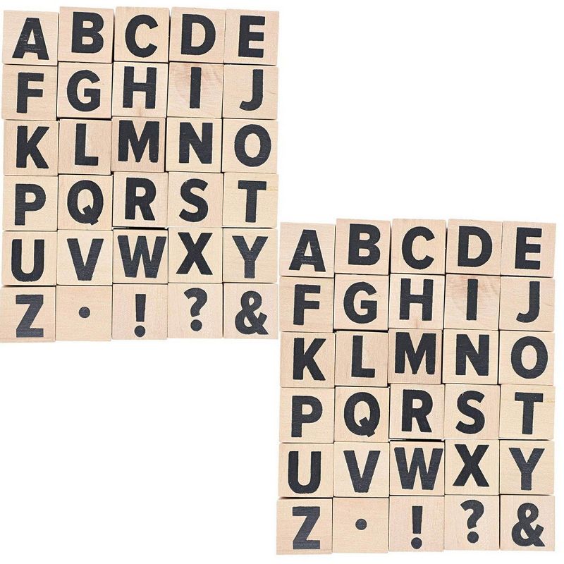2-Sets (60 Pieces) 1-Inch Wood Alphabet Letters and Symbols Stamps for Crafts, and Scrapbooking