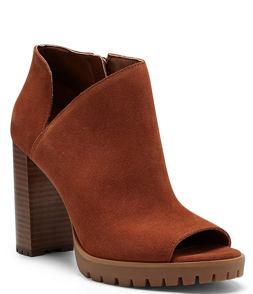 Vince Camuto Hevana Block Heel Peep Toe Suede Booties