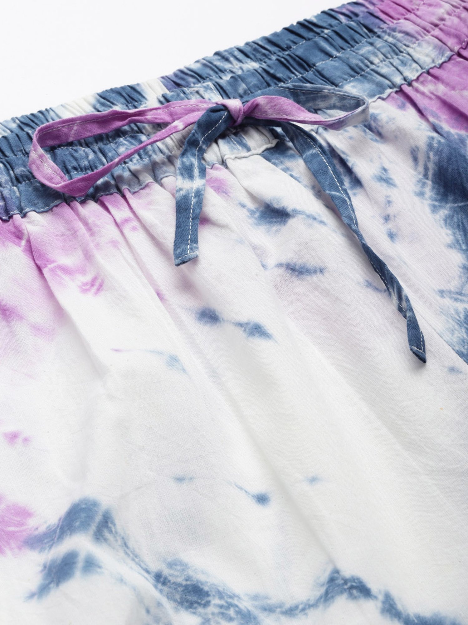 Prakrti White Cotton Printed Crop Top Pant Set