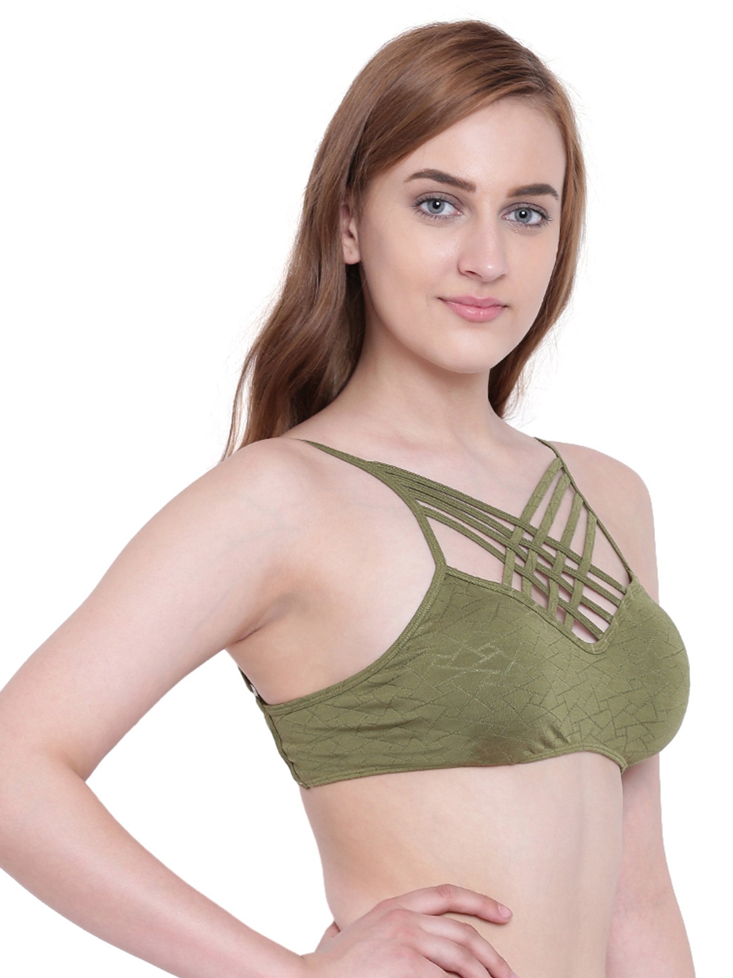 La Intimo Green Non Wired Padded Minimizer Bra