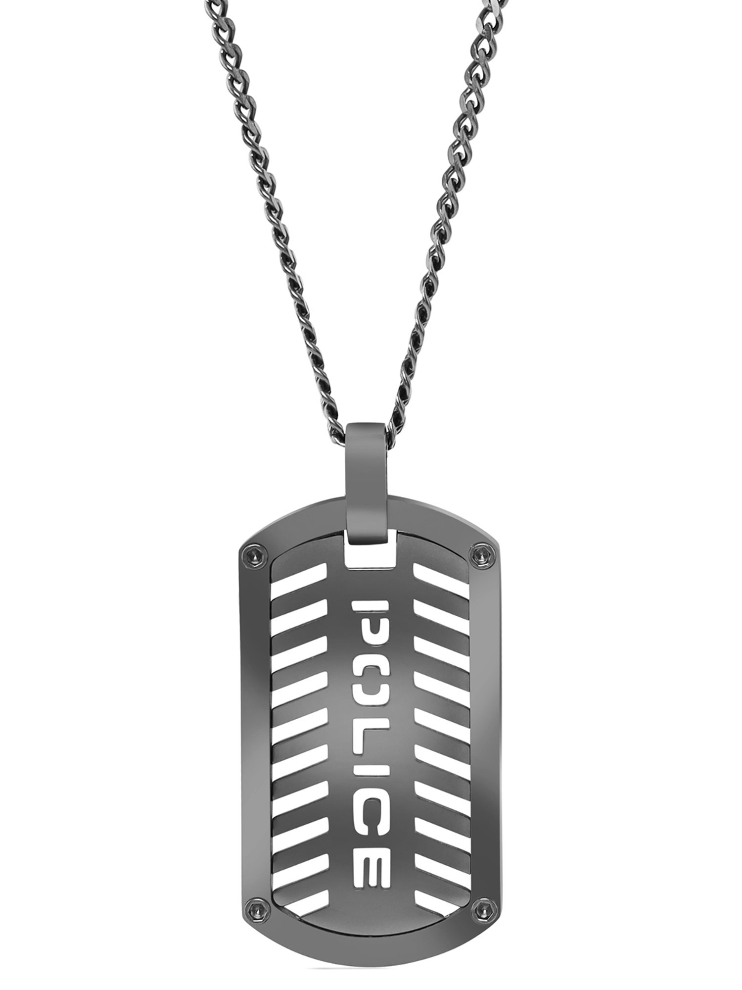 Police Lattitude Silver Necklace for Men