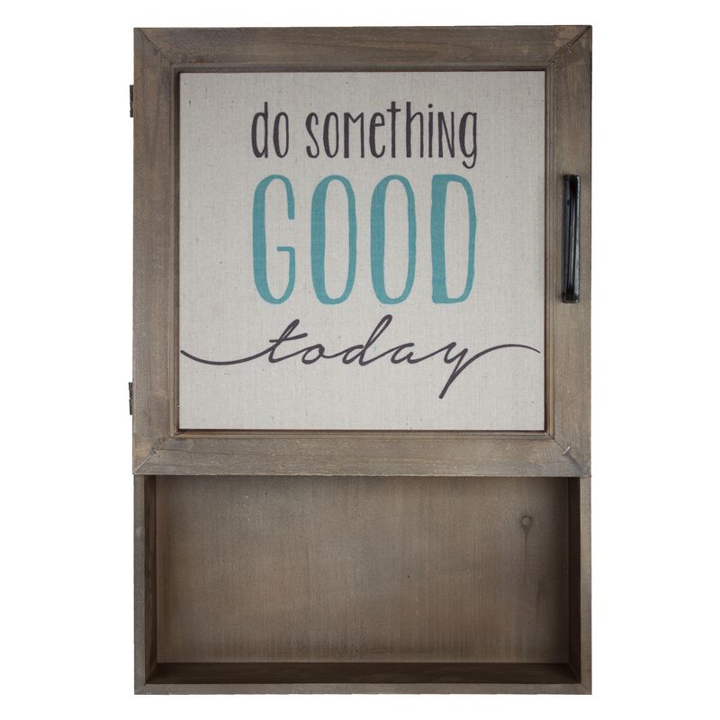 15" x 23" Do Something Good Today Wood Wall Cabinet with Shelves Brown - American Art Decor