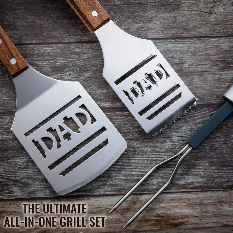 Hike Crew Dad BBQ Tools Gift Set &ndash; 4-Piece Grill Accessories Utensils Kit Perfect for Holiday, Birthday or Father&rsquo;s Day &ndash; Includes Tongs, Spatula, Digital Thermometer & Carrying Case (Gift Box)