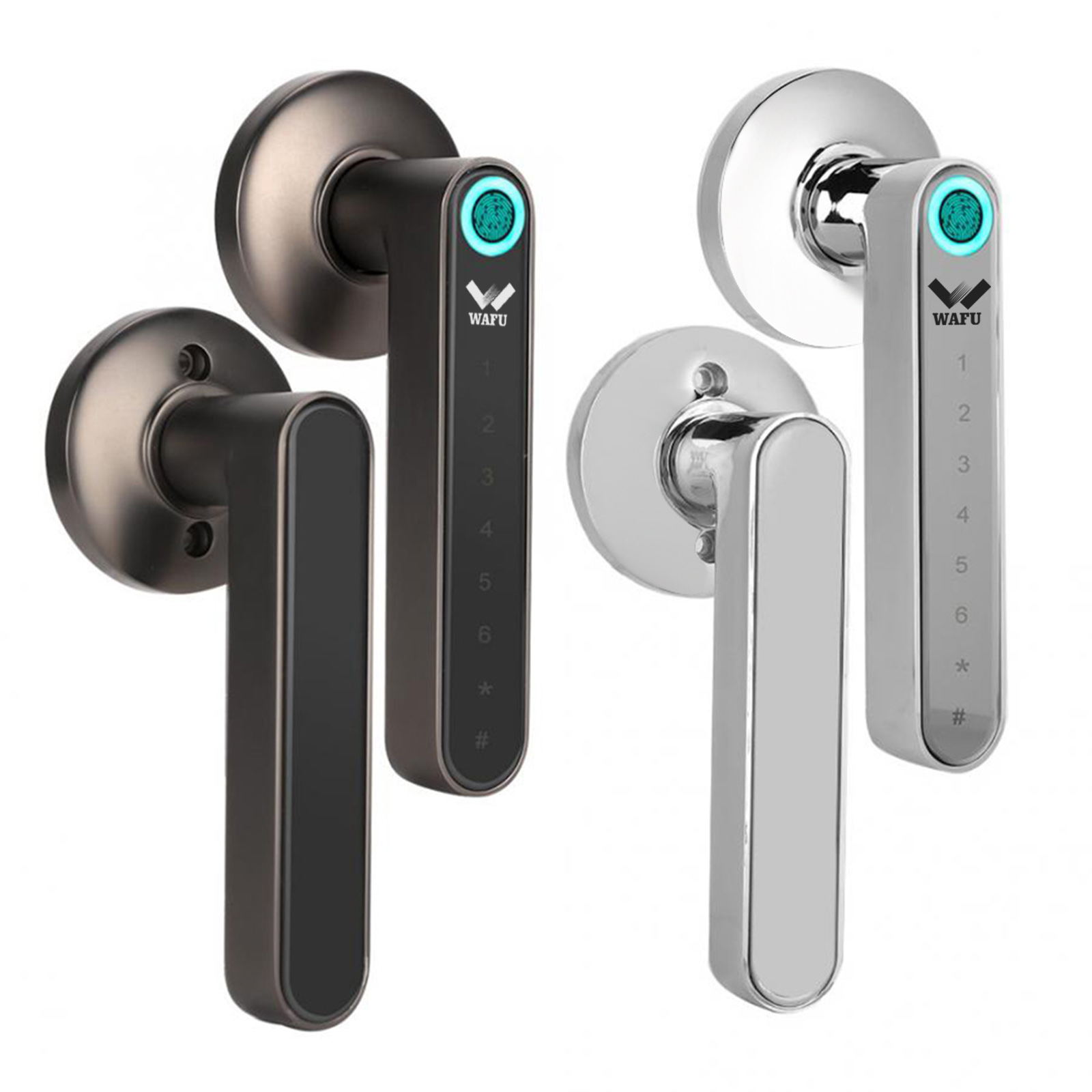 WAFU BT Enabled Fingerprint & Touchscreen Smart Lock Automatic Sensor Keyless Entry Secure Finger ID Works with iOS & Android APP Control Rechargeable Cordless Security Lock Zinc Alloy Lever Door Lock