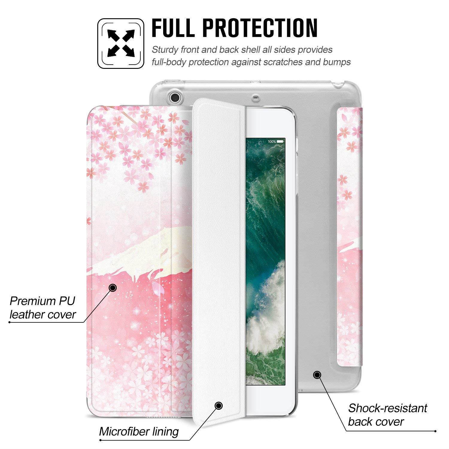 Ayotu Colorful Shell for iPad Mini 1 Case,Mini 2 Cover Mini 3 Slim Stand Smart Cover with Auto Wake/Sleep Protective Cover for iPad Mini 1/Mini 2/Mini 3 The Pink