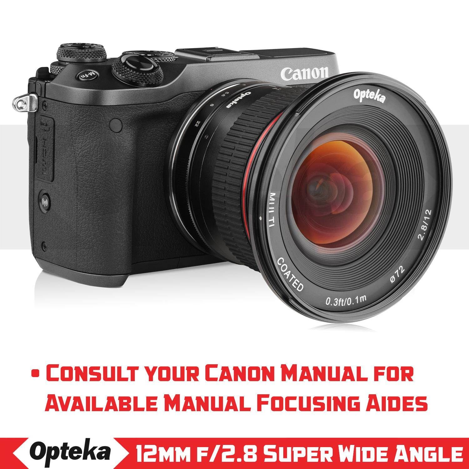 Opteka 12mm f/2.8 HD MC Manual Focus Wide Angle Lens for Canon EF-M Mount APS-C Digital Cameras
