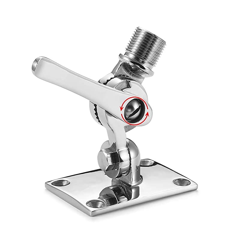 Marine VHF Antenna Mounts Ratchet Mount 316 Stainless Steel Adjustable Base Mount for Boat