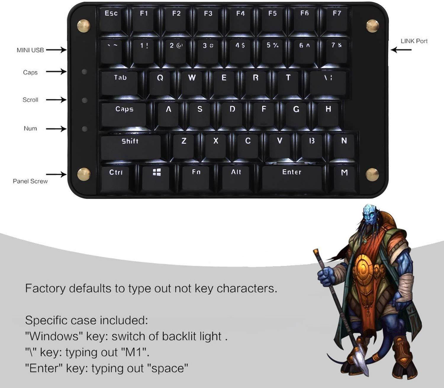 Koolertron Mechanical Gaming Keyboard, Professional Single-Handed Keypad with 43 Programmable Keys Macro Setting, Cherry MX Brown