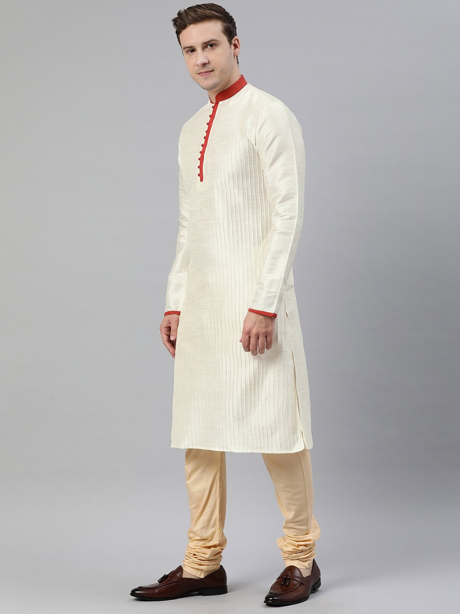 Manthan Warm White Regular Fit Self Design Kurta