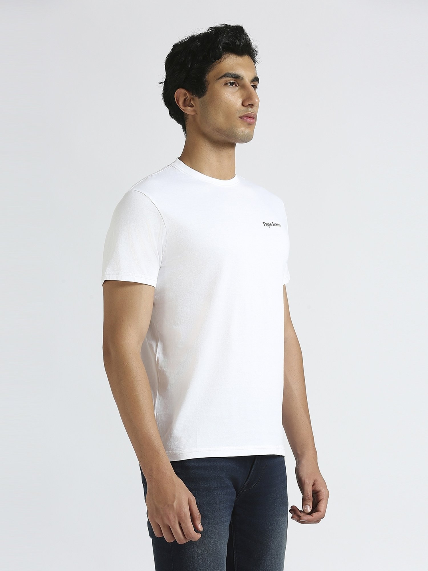 Pepe Jeans White Cotton Slim Fit Logo Printed T-Shirt