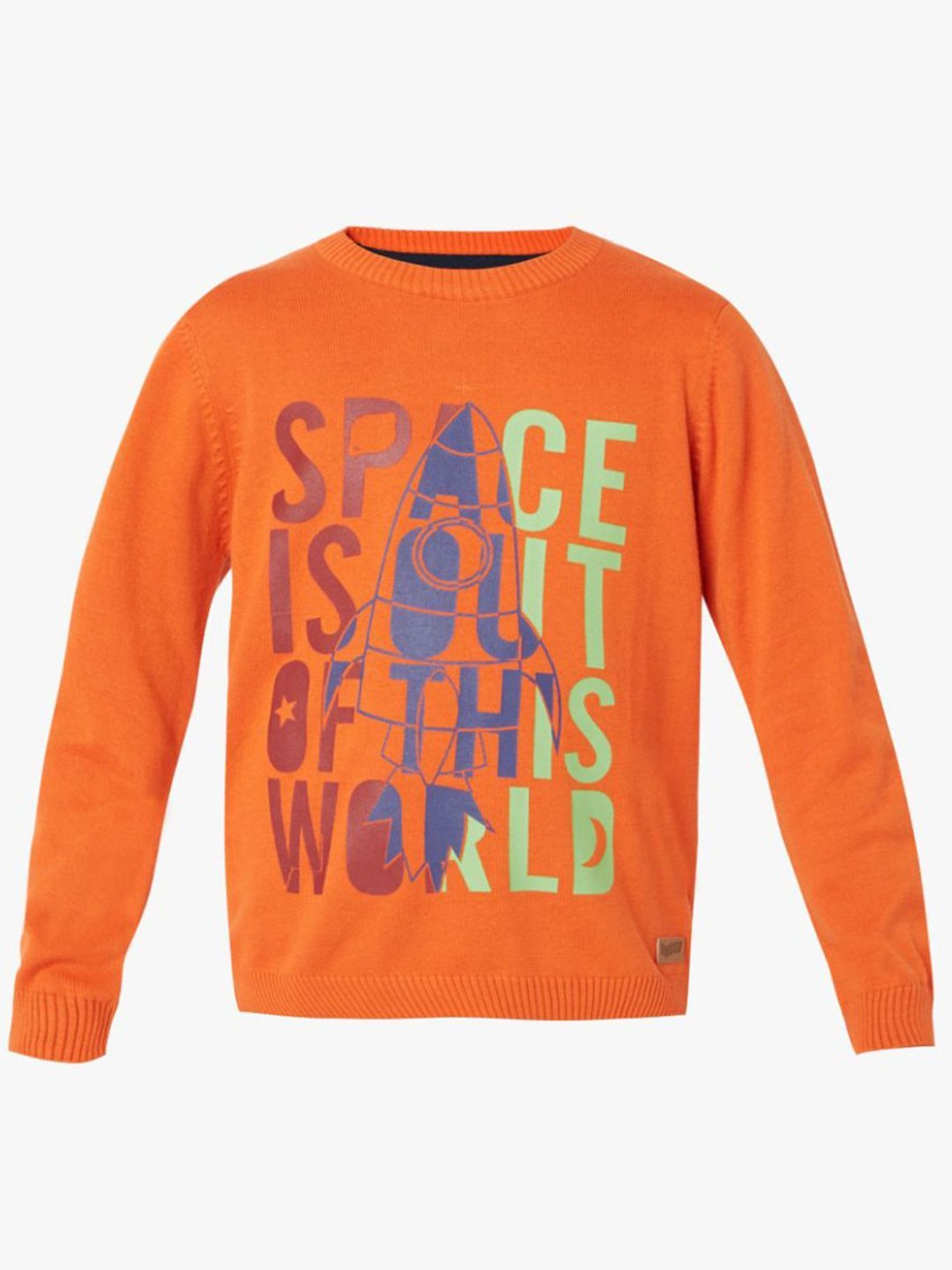 GAS Kids Orange Cotton Printed Full Sleeves Sweater