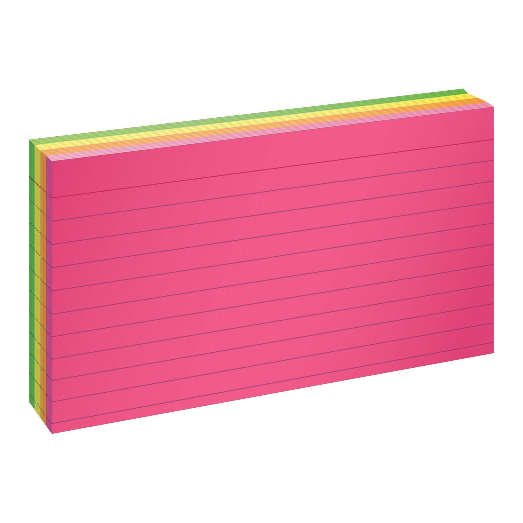 Ruled Index Cards 3"x5" 30/PK Neon/Ast