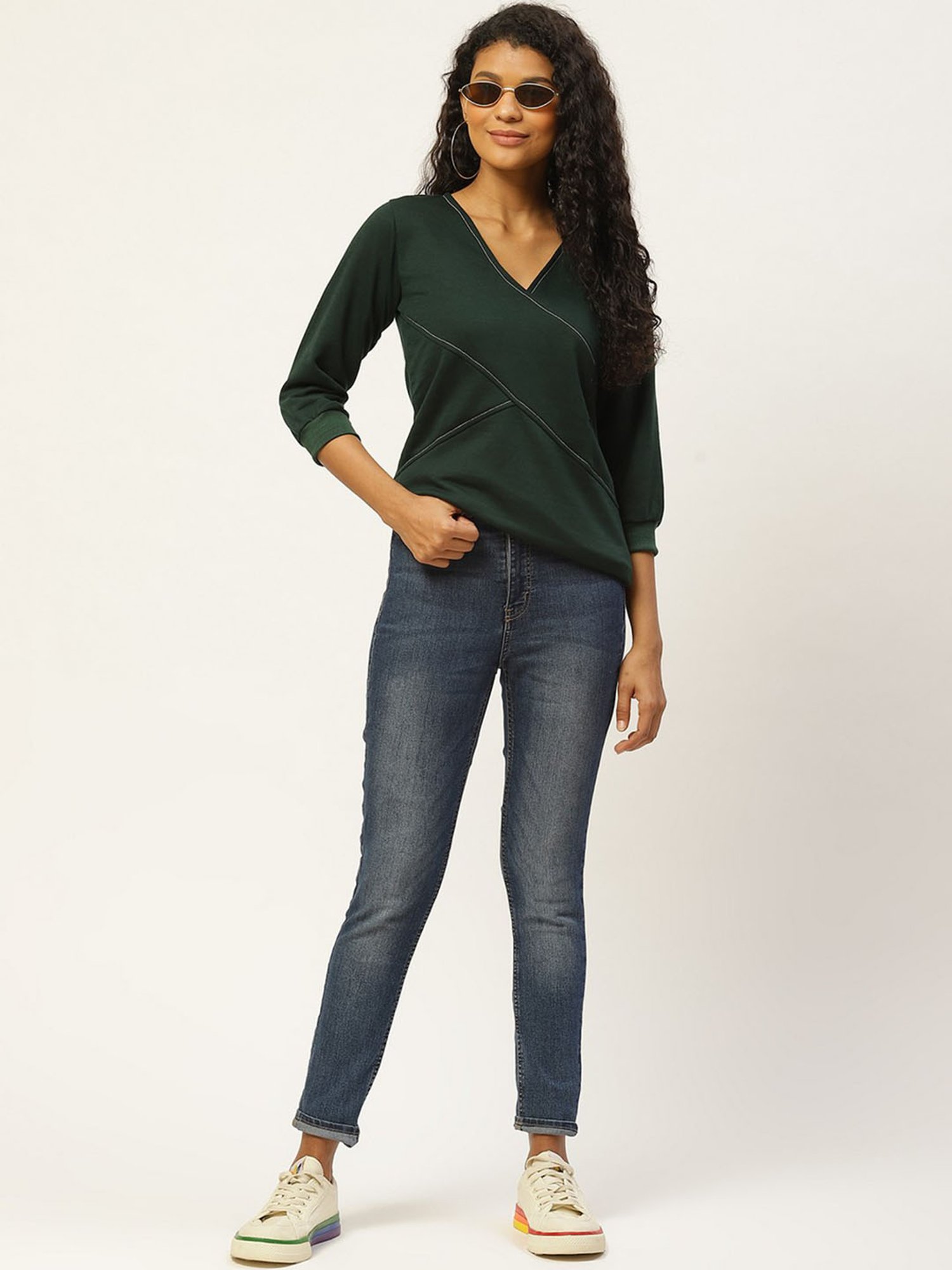 Belle Fille Teal Regular Fit Sweatshirt