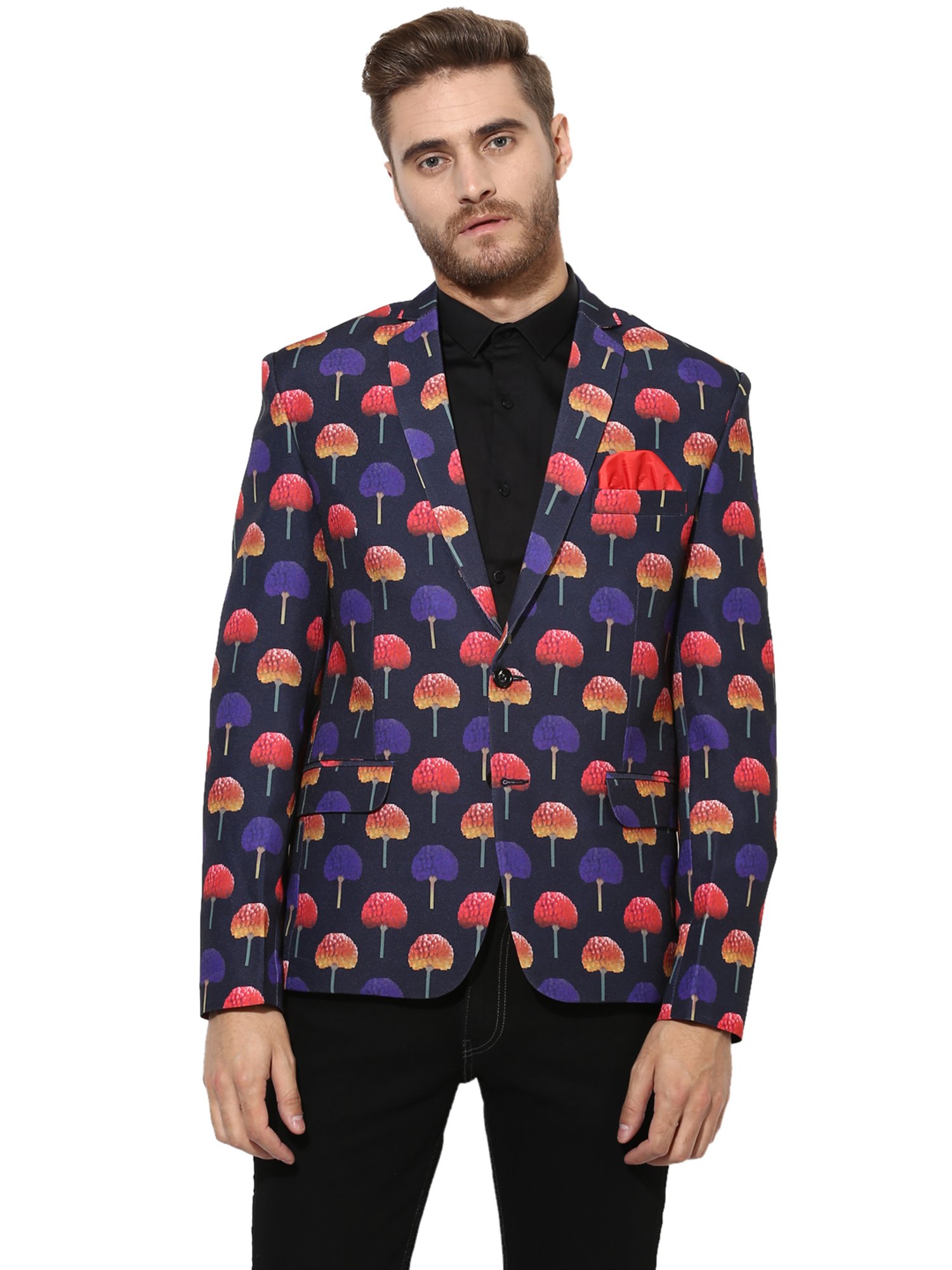 Hangup Plus Multicolor Regular Fit Printed Blazer