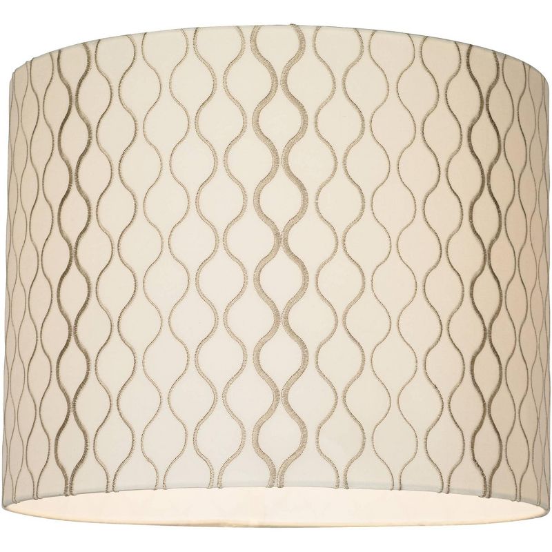 Springcrest Embroidered Hourglass Medium Lamp Shade 14" Top x 14" Bottom x 11" High (Spider) Replacement with Harp and Finial