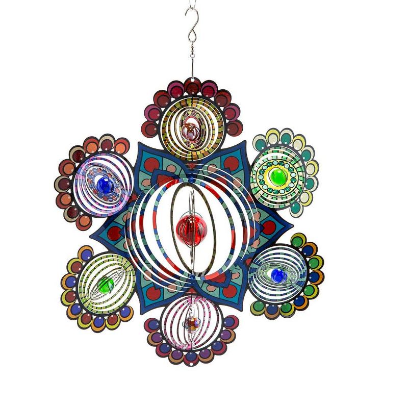 Wind & Weather Multi-Colored Glass Beaded Metal Spinner