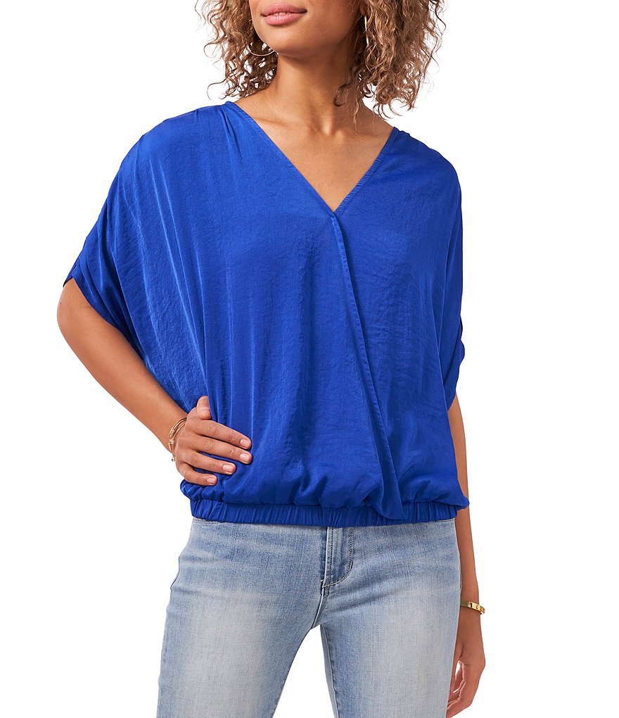 Vince Camuto Dolman Sleeve Foldover Front Rumple Blouse