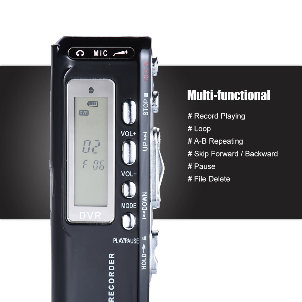 SK-010 8GB Digital Audio Voice Phone Recorder Dictaphone MP3 Music Player Voice Activate VAR A-B Repeating Loop